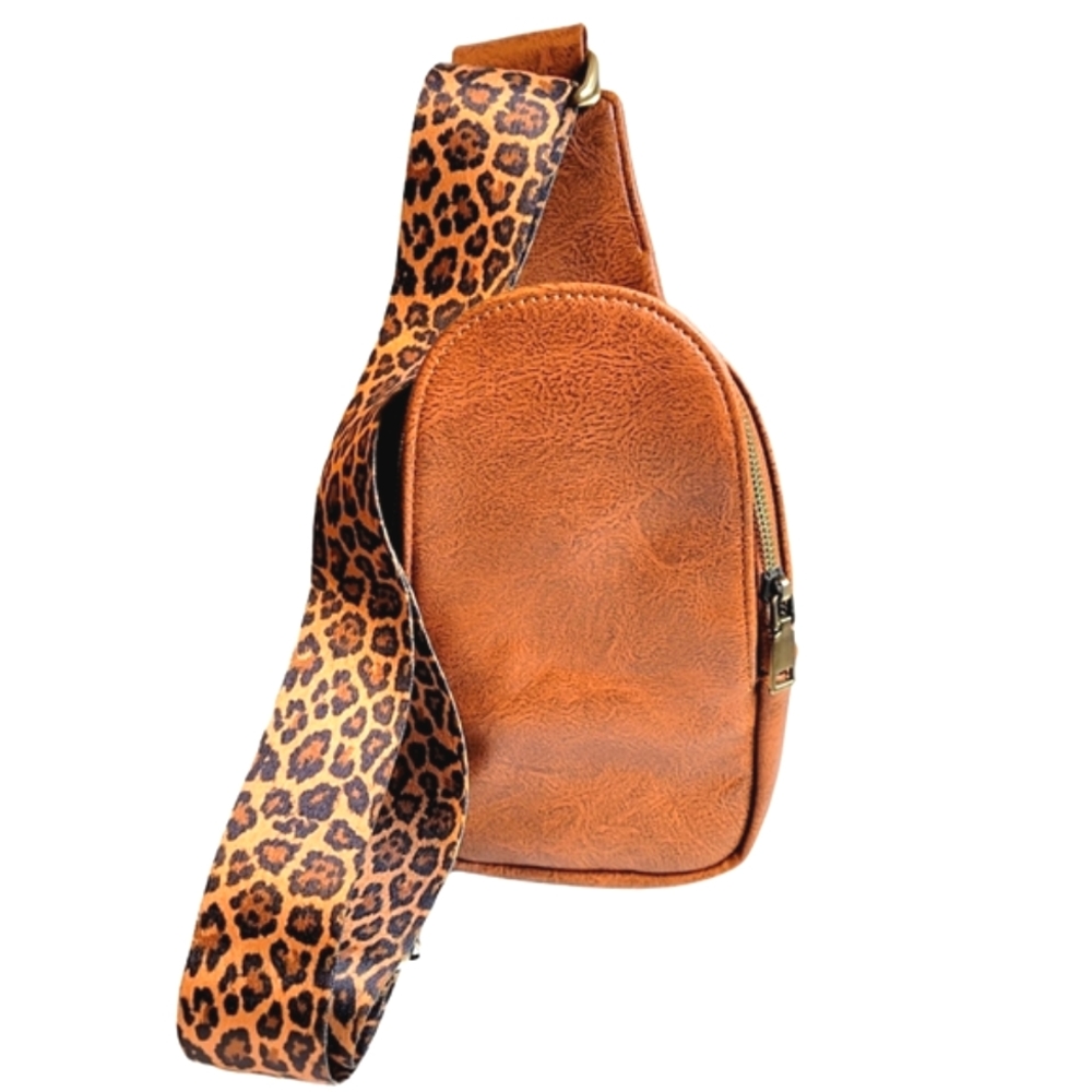 LEPOARD PRINT GUITAR STRAP SLING BAG